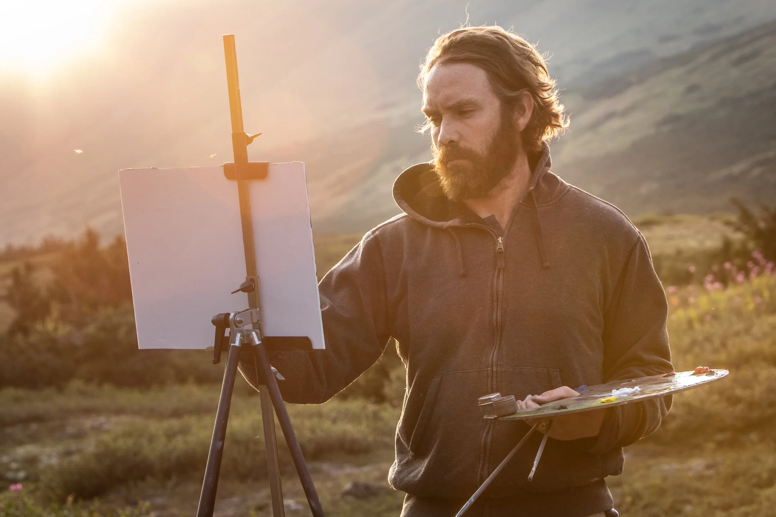 Artist David Pettibone in the Chugach Mountains.
