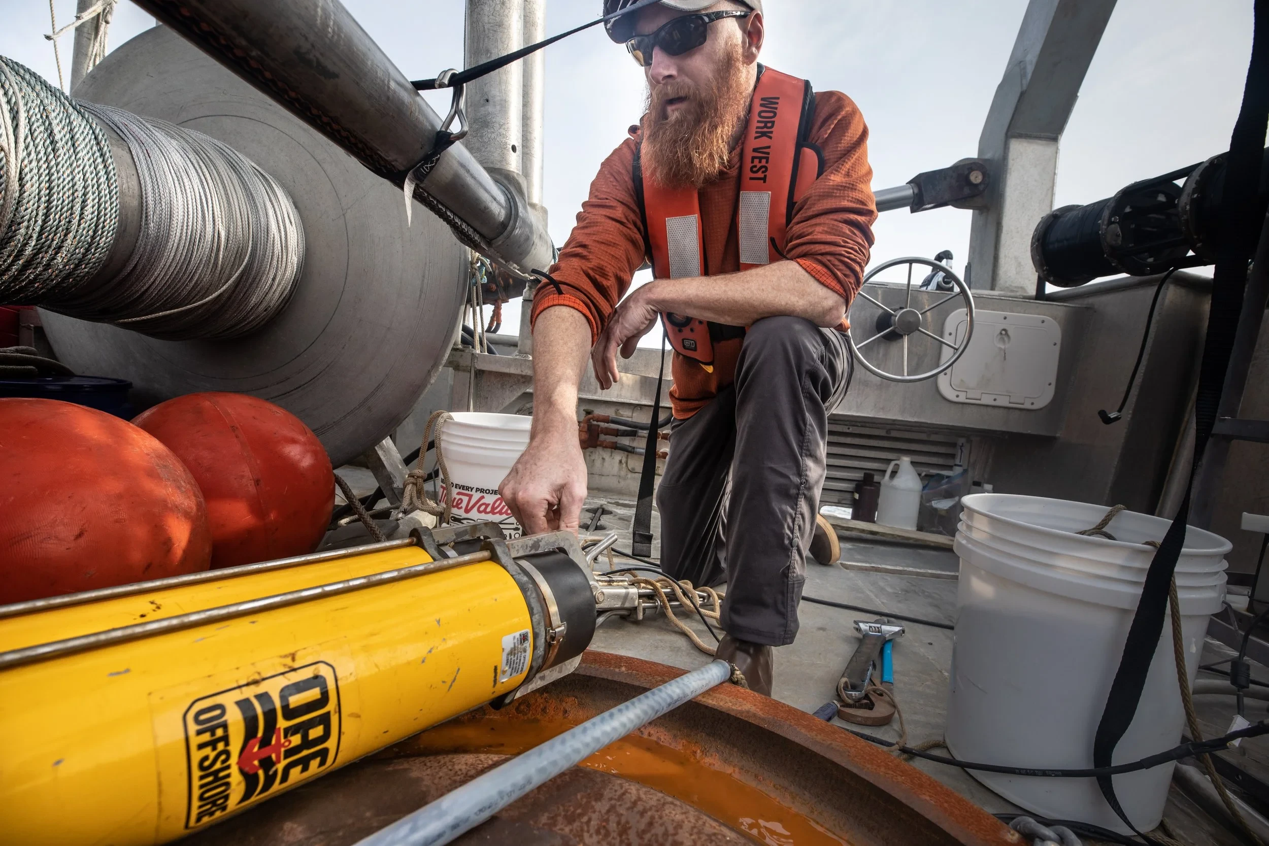 Oceanographer Rob Campbell working in Prince William Sound.