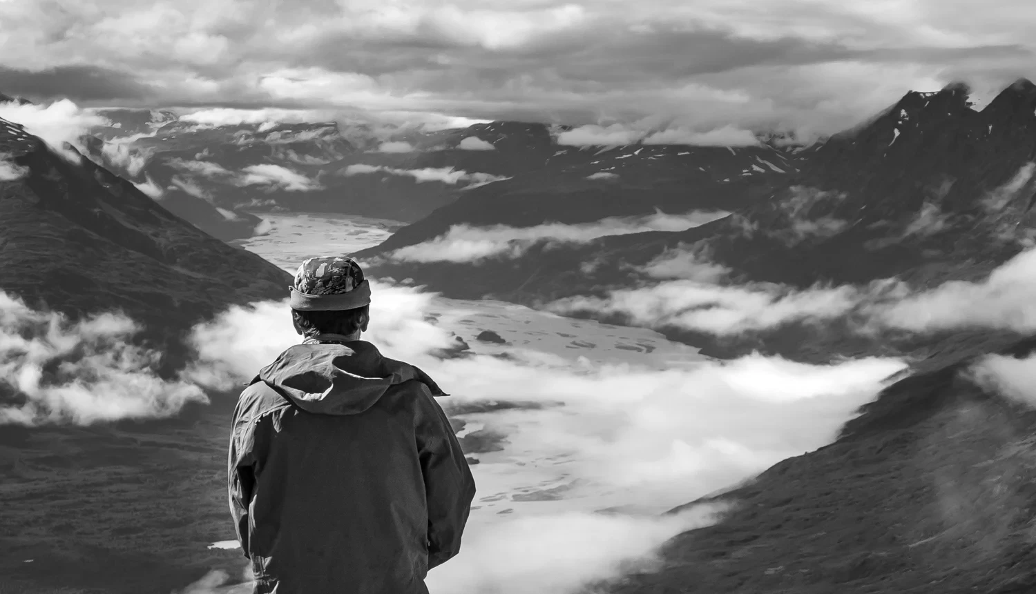 Climbing scene in the Chugach Mountains.