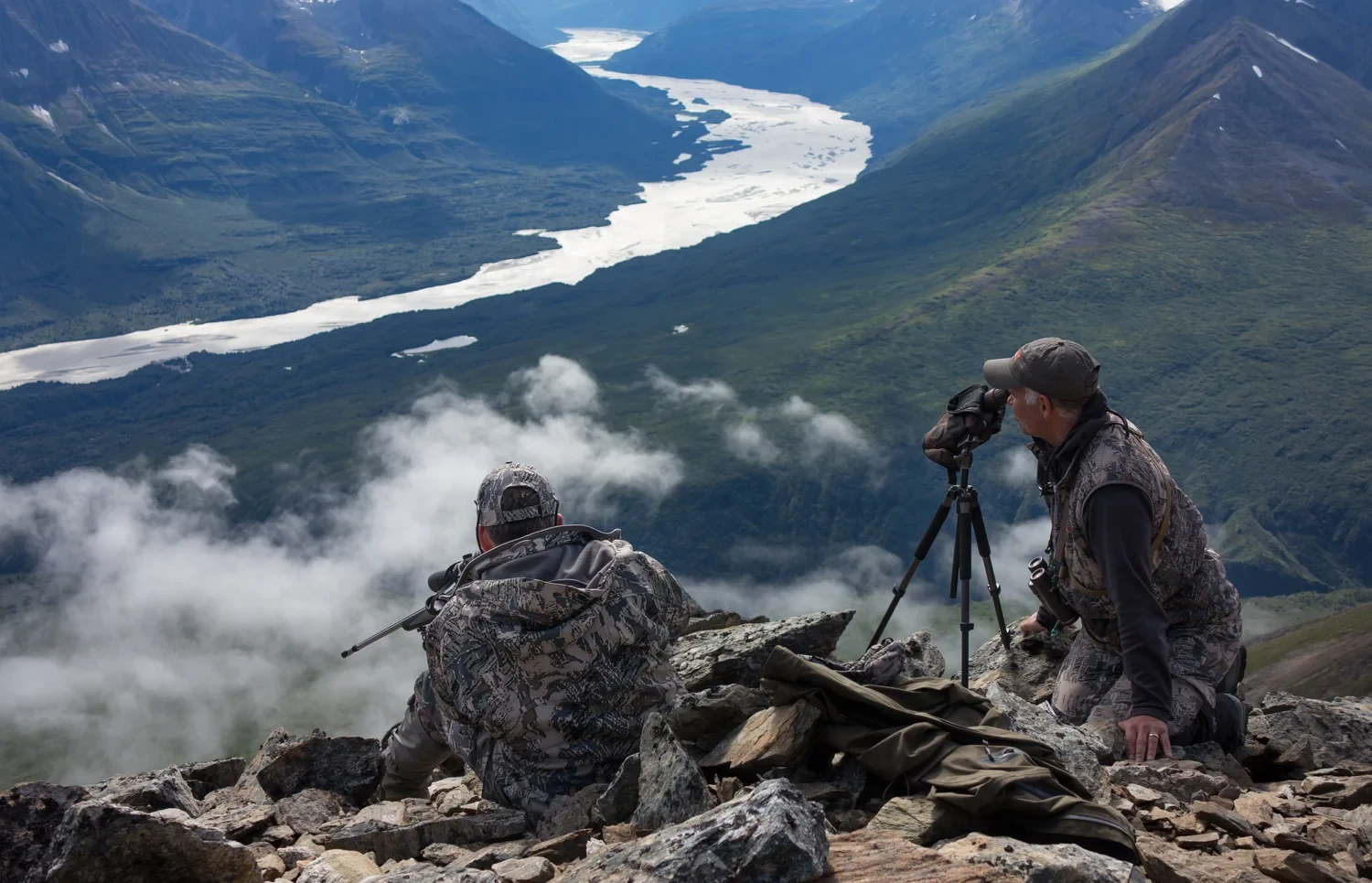 Climbing scene in the Chugach Mountains.