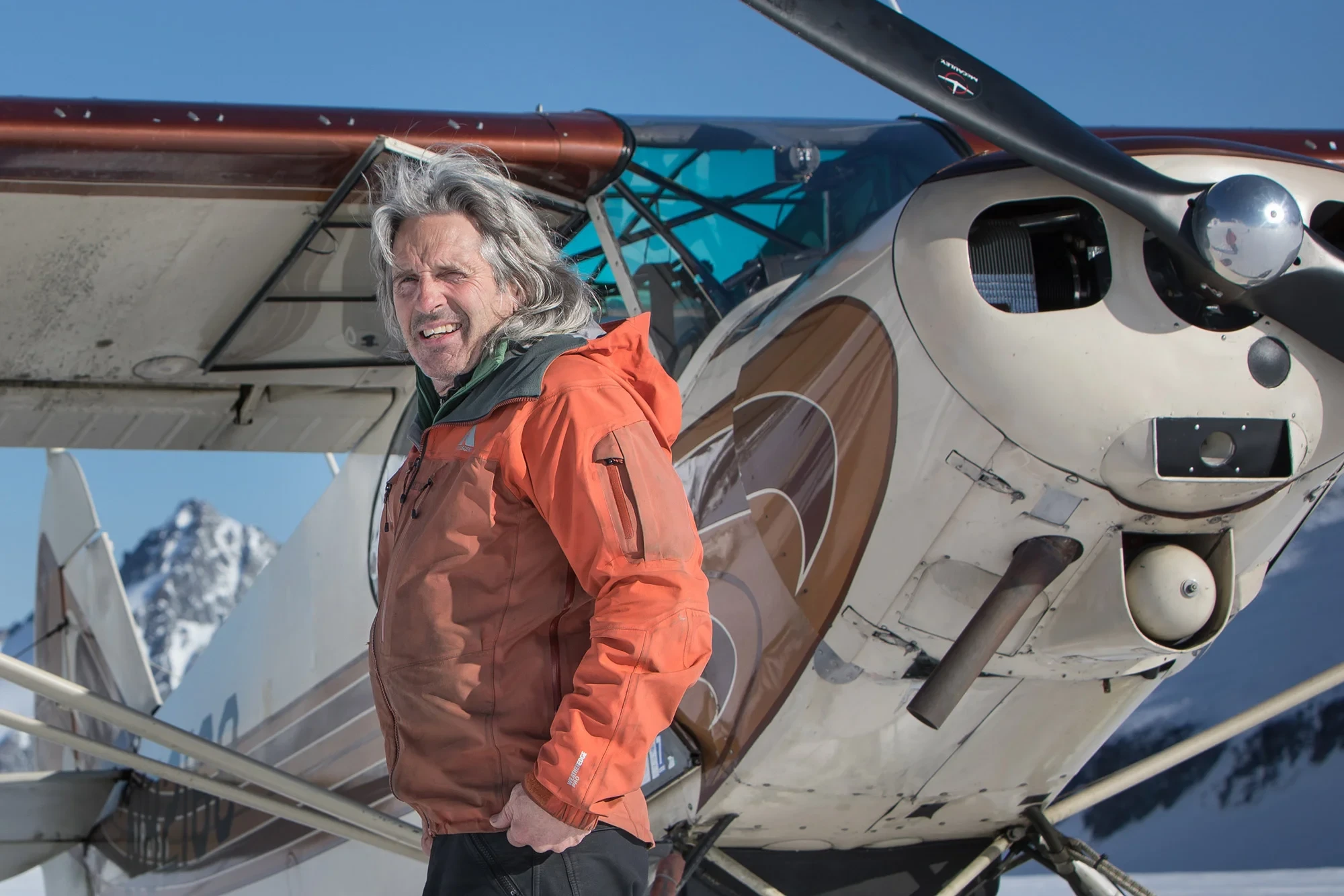 Bush pilot Drake Olson in the Chilkat Mountains.