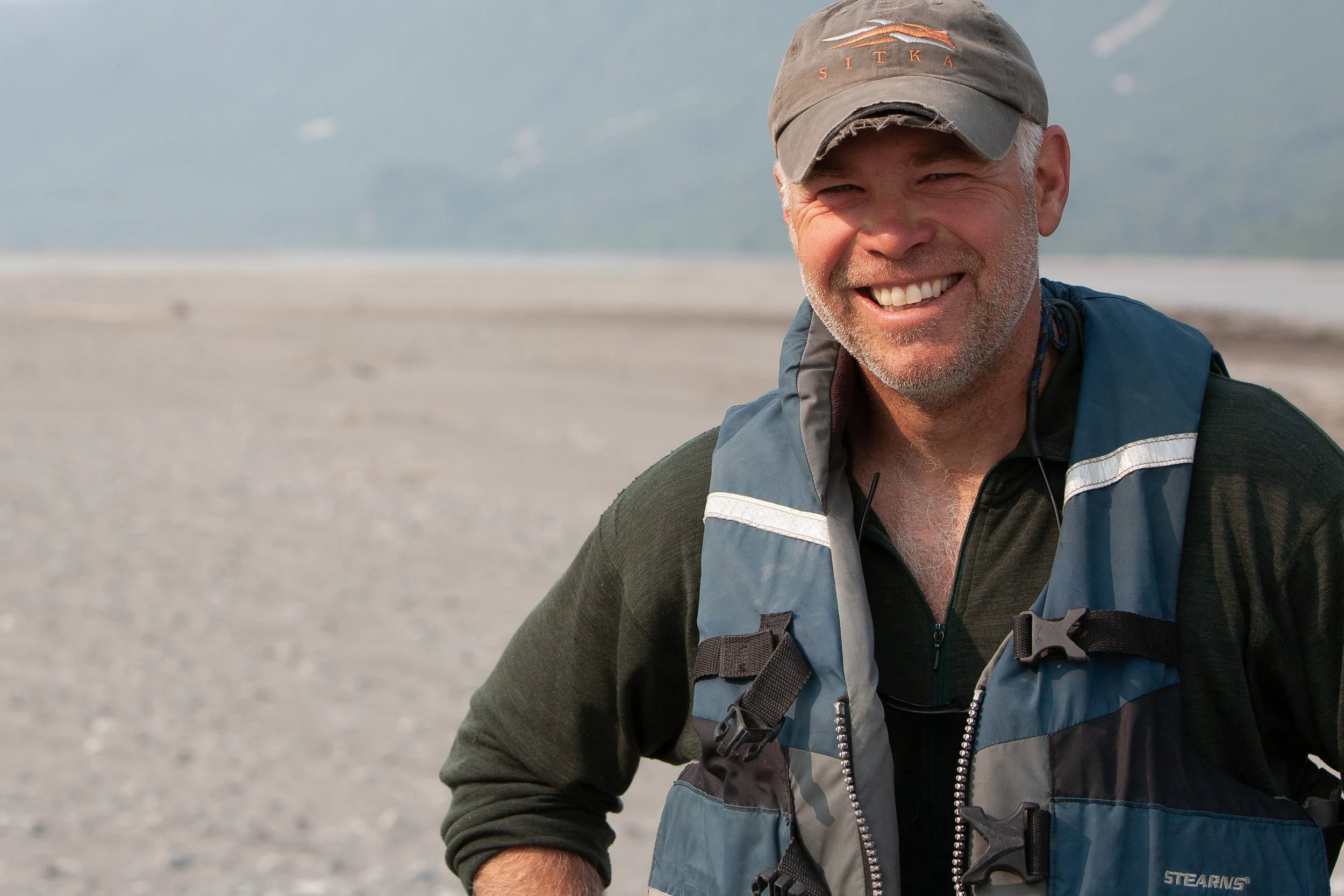 Steve Johnson at low water on the Copper River. May, 2013.